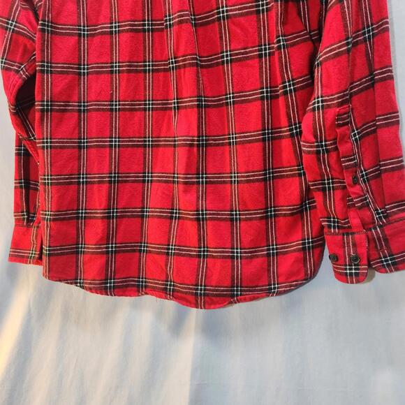 Lands End Cotton Plaid Flannel Shirt Red Mens Size Medium - Picture 9 of 9